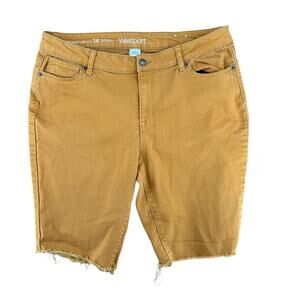 Upcycled Cut-Off Orange Colored Denim Shorts Westport Skinny  Size 14